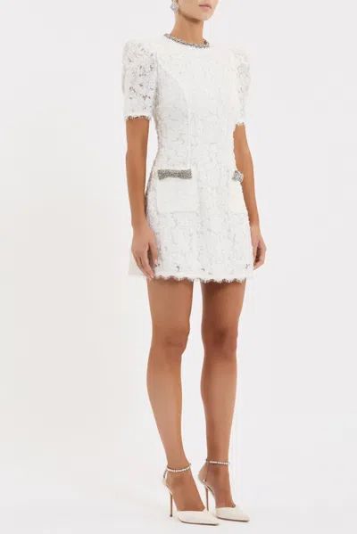 Rebecca Vallance Dillon Crystal And Sequin-embellished Lace Mini Dress In White