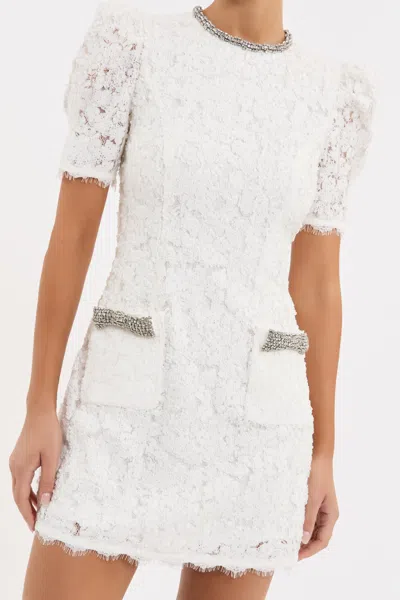 Rebecca Vallance Dillon Crystal And Sequin-embellished Lace Mini Dress In White