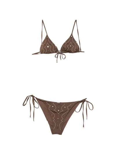 Venuja Triangle-cup Bikini In Brown