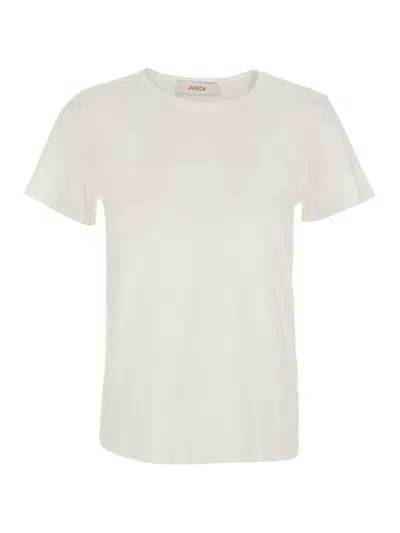 Jucca White Solid Crew Neck T-shirt In White