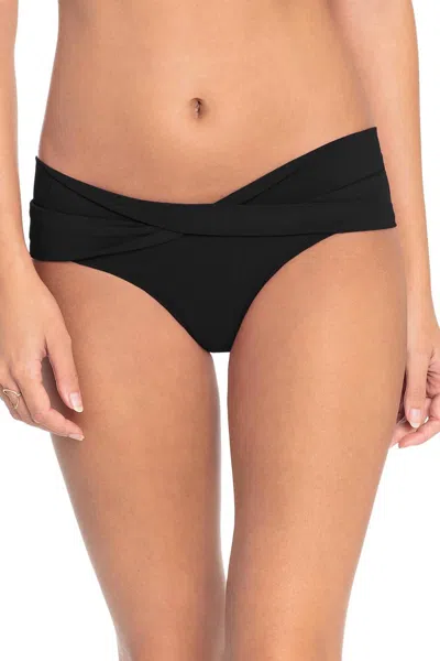 Robin Piccone Ava Solid Twist-front Bikini Bottom In Black