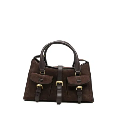 Mulberry Roxanne Brown Small Handbag With Adjustable And Removable Shoulder Strap And Two Front Pockets In Su