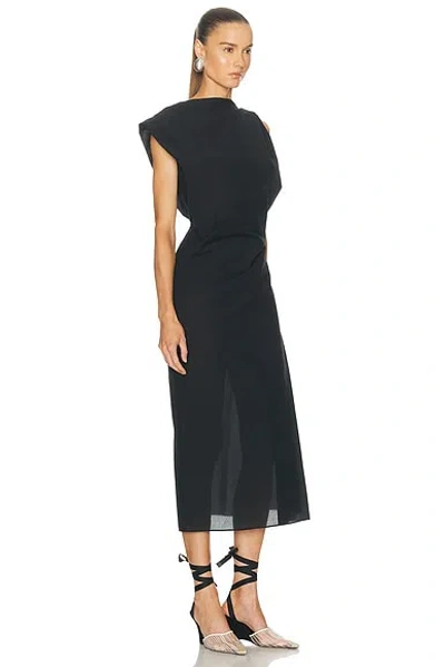 Jacquemus Drap Cotton-blend Poplin Midi Dress In Black