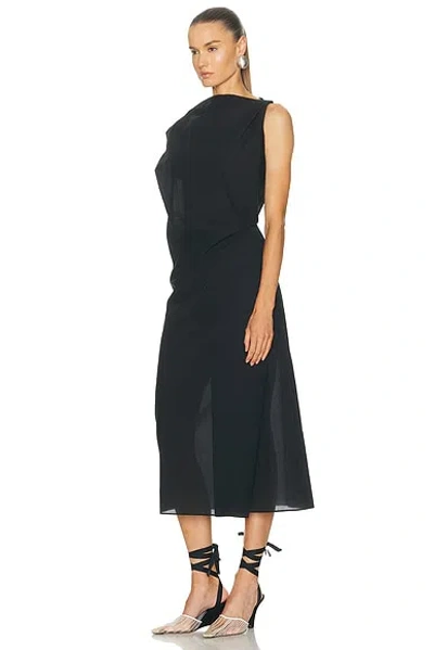 Jacquemus Drap Cotton-blend Poplin Midi Dress In Black