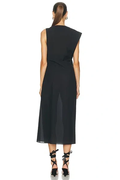 Jacquemus Drap Cotton-blend Poplin Midi Dress In Black