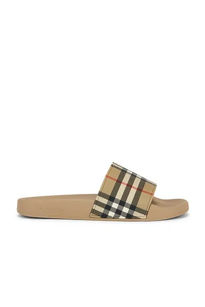 Burberry Checked Slip-on Slides In Multi