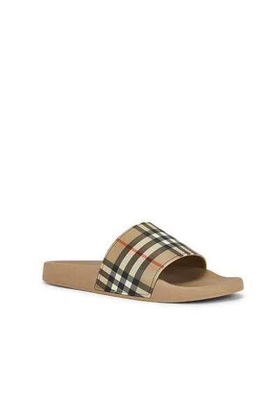 Burberry Checked Slip-on Slides In Multi