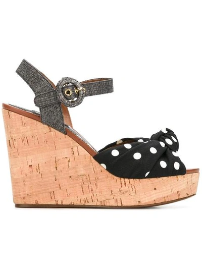 Dolce & Gabbana Wedge Sandals Points Black-combo White