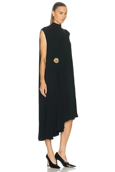 Bottega Veneta Womens Black Sleeveless Brooch Crepe-jersey Midi Dress