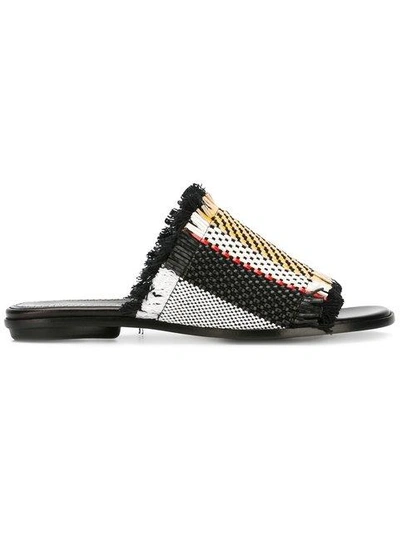 Proenza Schouler Woven Leather And Fabric Sandals In Dark Red