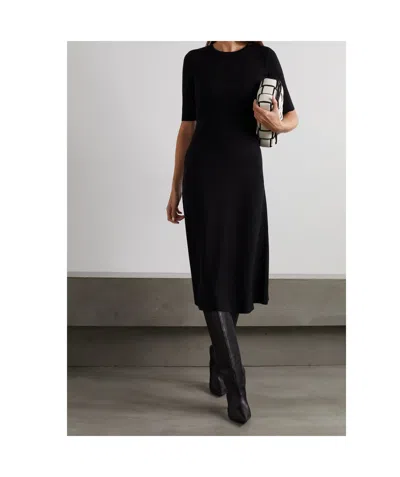 Gabriela Hearst Seymore Knit Midi Dress In Black Merino Wool Cashmere