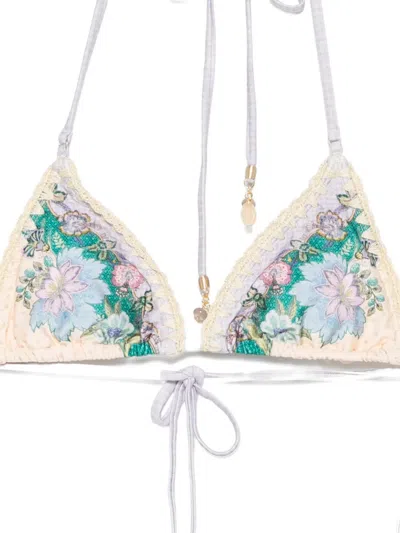Zimmermann Printed Crochet-trimmed Bikini In Multi