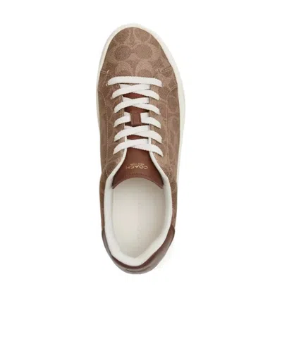 Coach High Line Sneaker In Signature Canvas In Brown Khaki