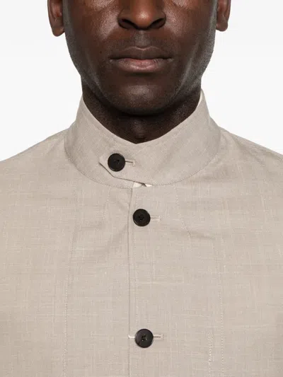 Greyed Leon Buttoned Overshirt In Neutral