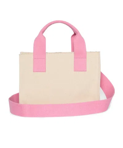 Msgm Tote Bag Rectangular Shape Top Handles Print In Orange