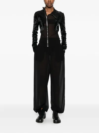 Rick Owens Gary Sequin Mesh Jacket In Black