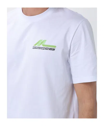 Msgm Logo Print Cotton T-shirt In White