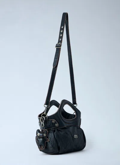 Knwls Distressed Leather Handbag In Black