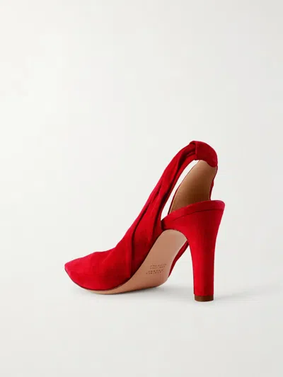 Gabriela Hearst Amari Slingback Pump In Scarlet Red Suede In Animal Print