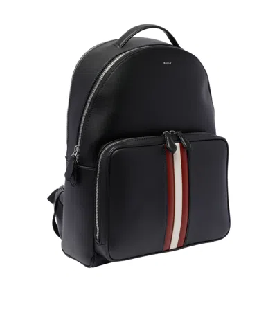 Bally Mythos Vertical Stripe Leather Backpack In Black
