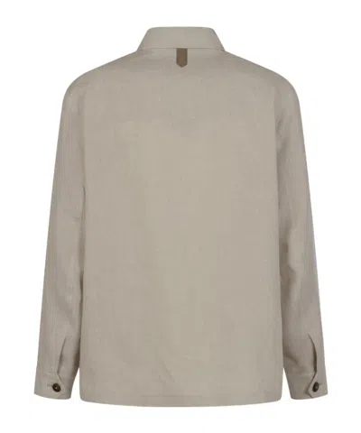Canali Buttoned Flap-pocket Jacket In Brown
