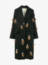 SAKS POTTS FUR POMPOM COAT