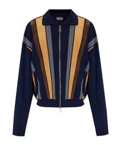 Versace Striped Zip Jacket In Multi