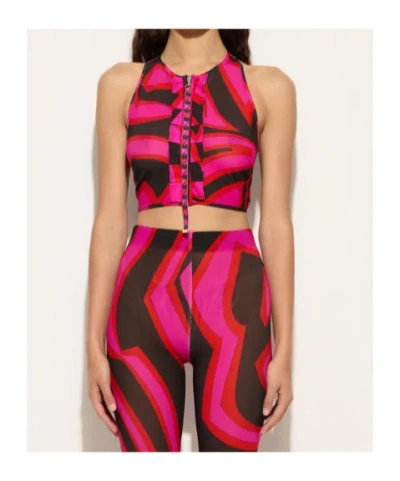 Pucci Ruffled Sleeveless Top In Red