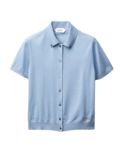 Versace Buttoned Cardigan In Blue