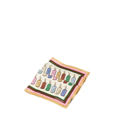 Coach Printed Silk Scarf In Multi