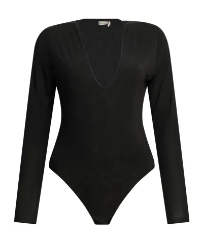 Zimmermann Black Viscose Elastane Long-sleeved Bodysuit In Black
