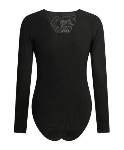 Zimmermann Black Viscose Elastane Long-sleeved Bodysuit In Black