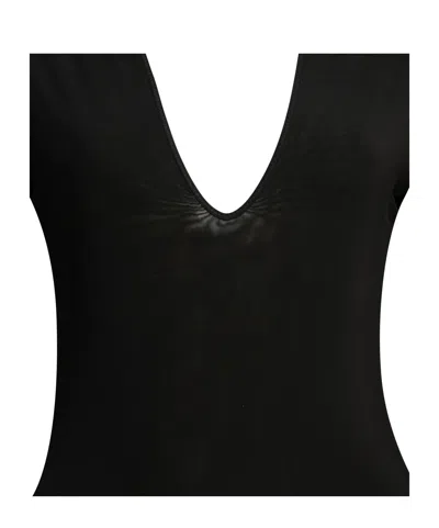 Zimmermann Black Viscose Elastane Long-sleeved Bodysuit In Black