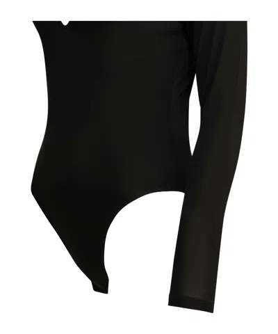Zimmermann Black Viscose Elastane Long-sleeved Bodysuit In Black