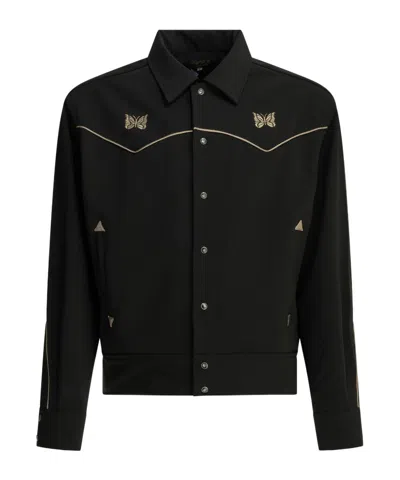 Needles Piping Cowboy Logo-embroidered Woven Jacket In Black