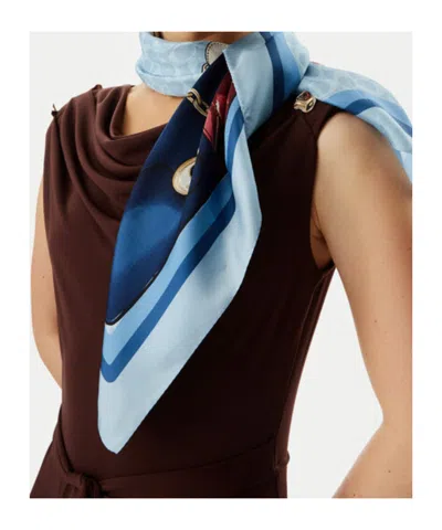 Coach Pattern Silk Scarf In Blue