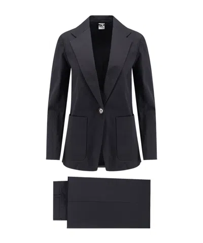 Aspesi Stretch Cotton Suit Single Breasted Blazer In Black