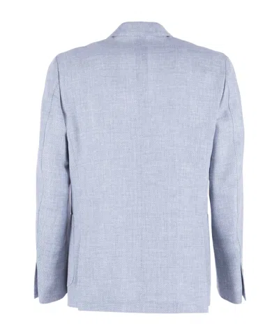 Lardini Double Breasted Peak Lapel Blazer In Blue
