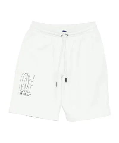 Off-white Logo-print Drawstring Shorts In White