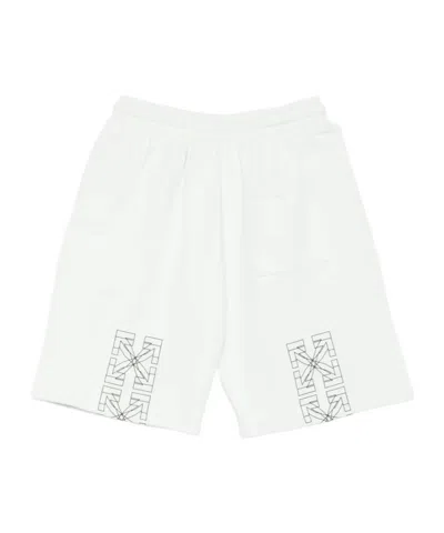 Off-white Logo-print Drawstring Shorts In White