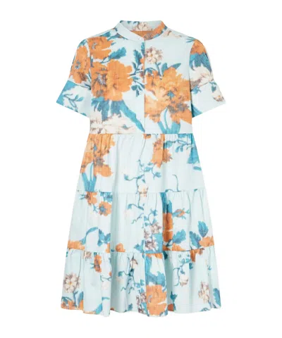 Erdem Floral Print Cotton Tiered Mini Dress In Multi