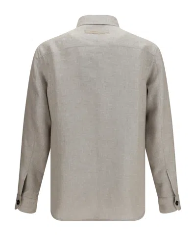 Zegna Light Beige Solid Shirt In Neutral