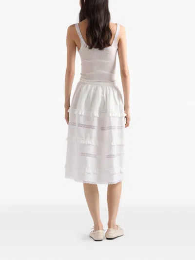 Prada Ribbed Cotton Top In White