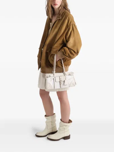 Prada White Bonnie Medium Shoulder Bag In Neutral