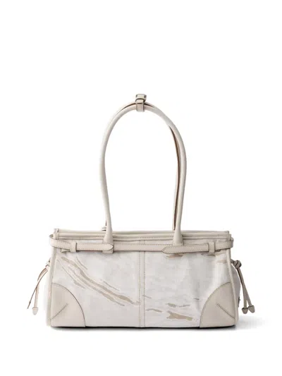 Prada White Bonnie Medium Shoulder Bag In Neutral