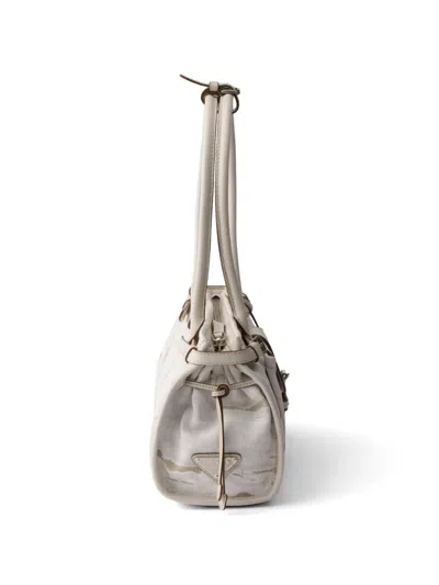 Prada White Bonnie Medium Shoulder Bag In Neutral