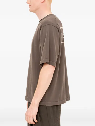 Devoa Short-sleeve Knit T-shirt In Brown