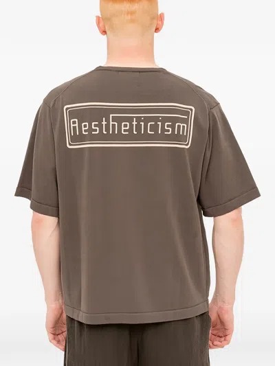 Devoa Short-sleeve Knit T-shirt In Brown