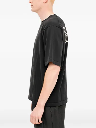Devoa Print Knit T-shirt In Black