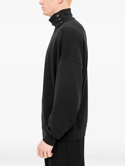 Devoa Buttoned High-neck Sweater In Black